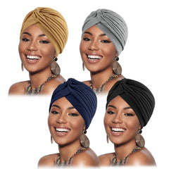 Turban AQOKKA extensible avec pli et noeud croisé pour un style chic.