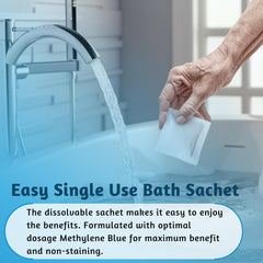 Aqua Miraculorum Methylene Blue mise en avant elastite peau et bain.