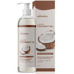 Aquableu huile coco fractionnée – bouteille 355 ml prête pour peau et cheveux