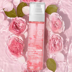 ARABESKS brume tonique à la rose — flacon élégant pour hydratation instantanée.