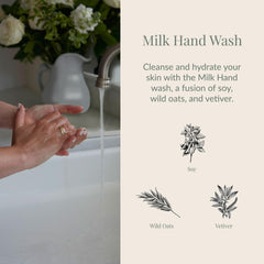 Archipelago Botanicals Savon pour les mains au lait – étiquette visible et informations sur la formulation.