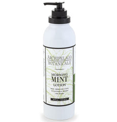 Lotion Matin Menthe d'Archipelago Botanicals, bouteille élégante – hydratation légère pour peaux sensibles.