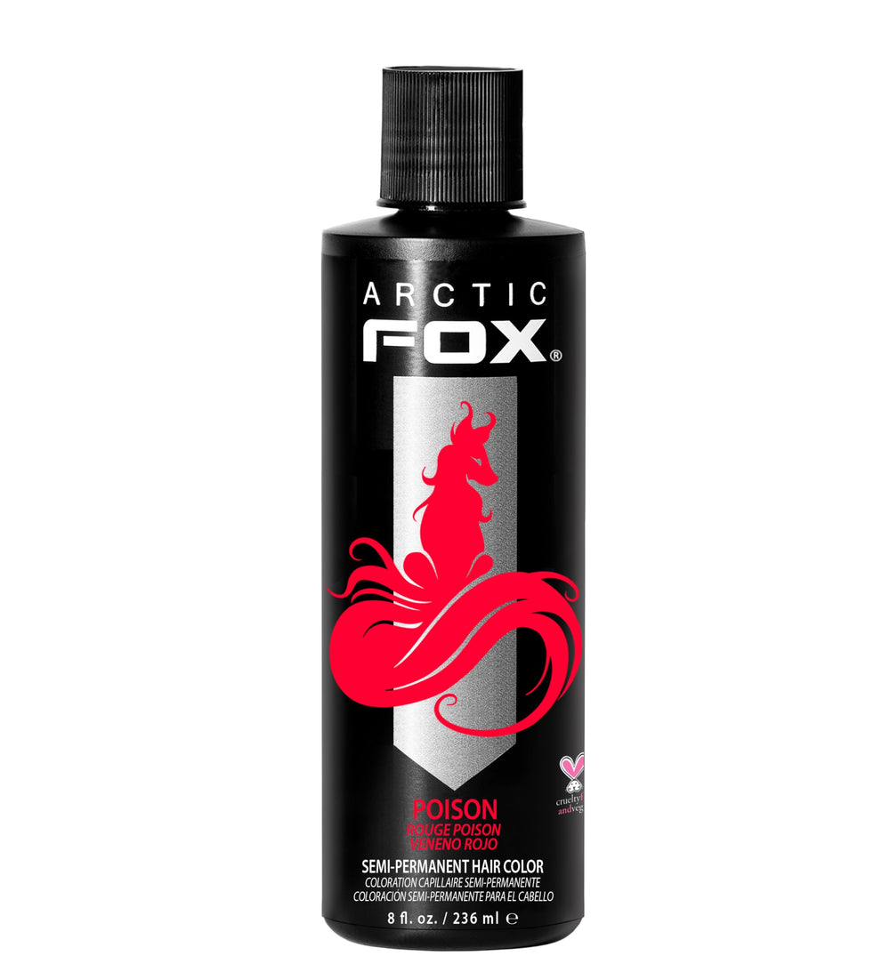 ARCTIC FOX Poison : bouteille de couleur rouge intense pour cheveux audacieux.