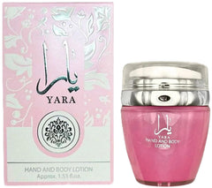 Texture crème fin de la lotion Yara, absorption rapide pour une peau douce.