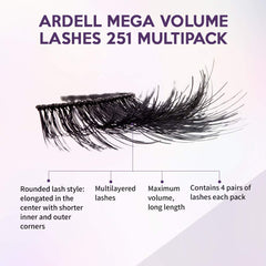 Ardell Mega Volume 251 lashes with rounded silhouette brightening eyes