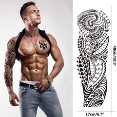 Tatouage temporaire Aresvns manche complète, illusion de tatouage réel