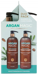 Argan Magic Shampoing: bouteille-lustre, cheveux brillants et hydratés après lavage.