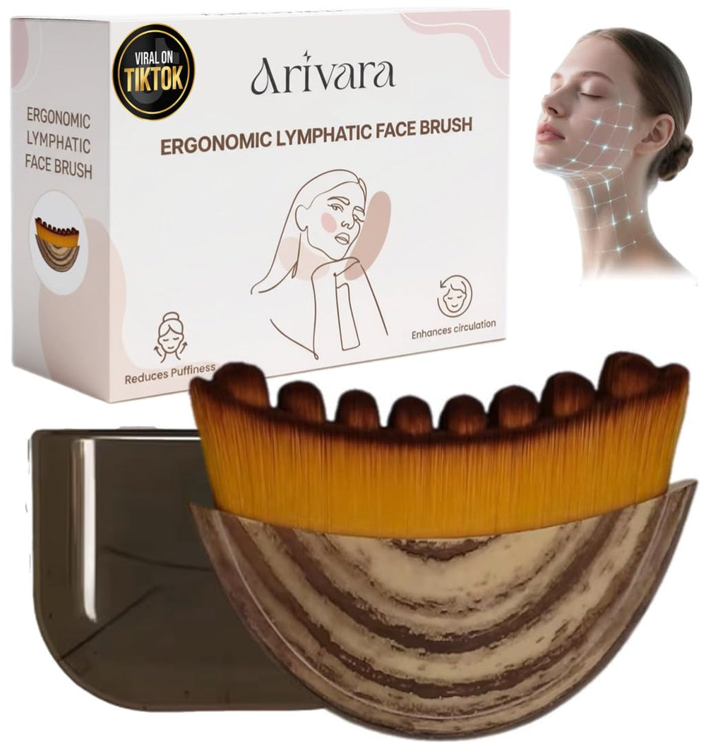 Brosse Arivara visage lymphatique — contour et dégonflement doux.