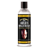 Arlo's lotion rasage crâne chauve – bouteille visible et texture lisse.