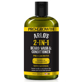Arlo's Pro-Growth bouteille barbe vanille-santal menthol, nettoyage frais et efficace.