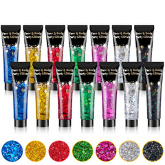 AROIC paillettes visage 14 tubes Mardi Gras: brillance nette pour un look de fête mémorable
