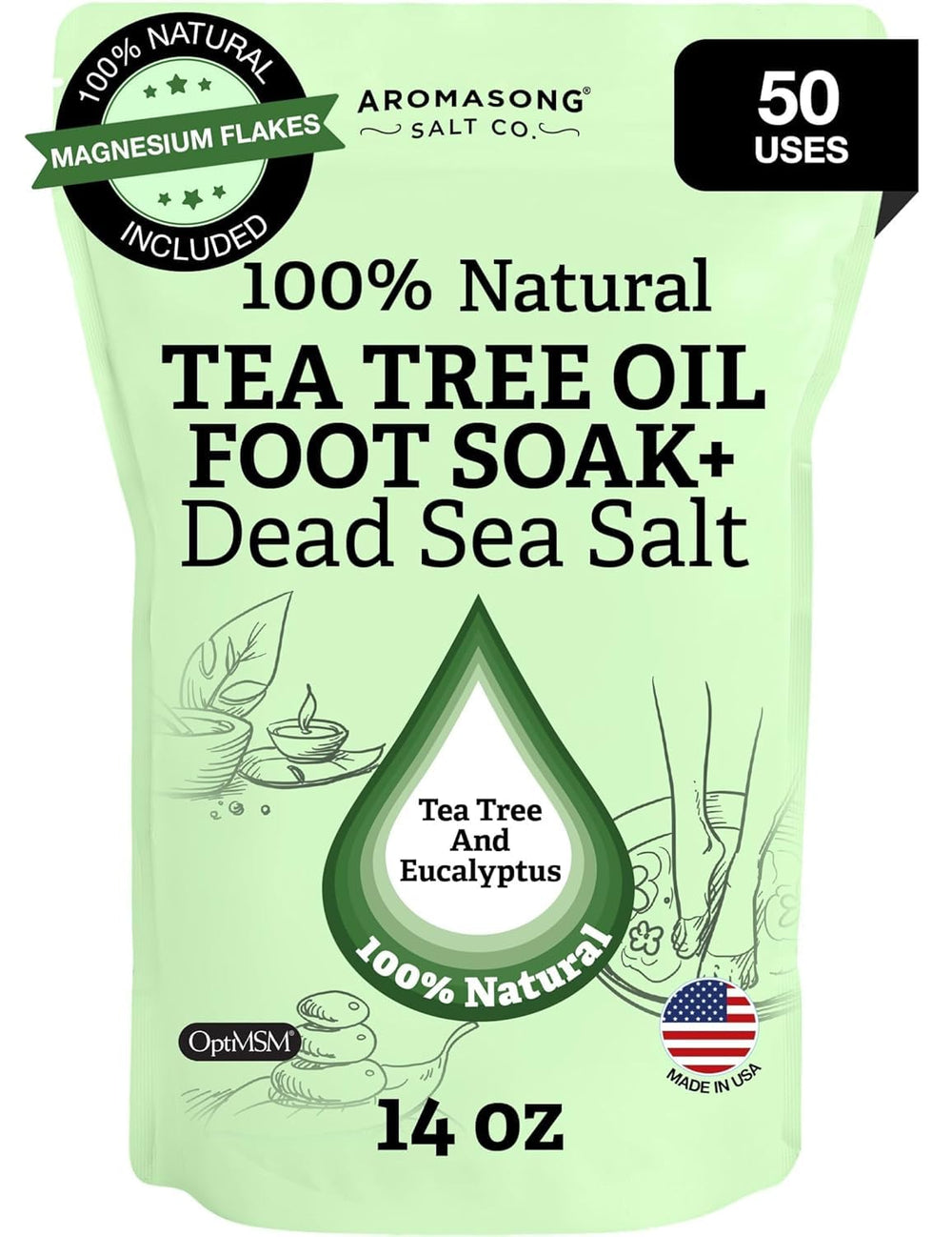 Aromasong bain-pieds sel mer morte magnesium: détend les pieds fatigués.