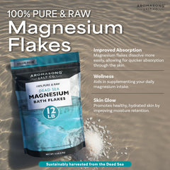 Flocons Aromasong magnesium mer Morte, peau douce après immersion chaude.