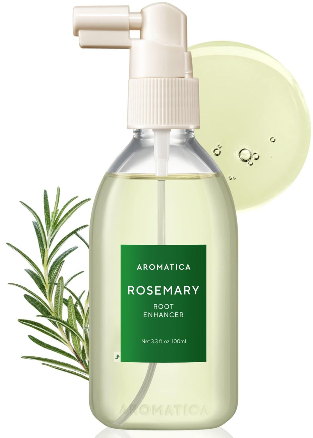 AROMATICA renforçant les racines avec une bouteille d’eau de romarin.