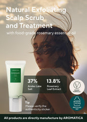 AROMATICA texture grains sel romarin: exfoliant léger pour détox capillaire.
