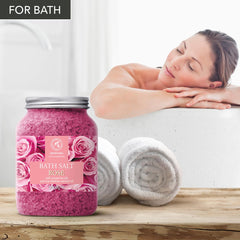 AROMATIKA bocal-sels-bain-rose: expérience bain luxueuse et hydratation.