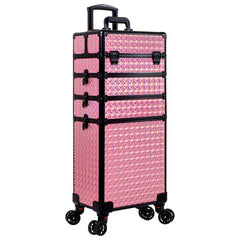 AROUS mallette maquillage roulante rose, rangement pratique pour déplacements professionnels.