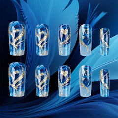 AROVFAM ongles dégradé bleu à poser pour un relooking rapide