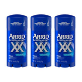 Arrid XX Extra Extra Dry solid Cool Shower pack3 front view showing confident underarm protection.