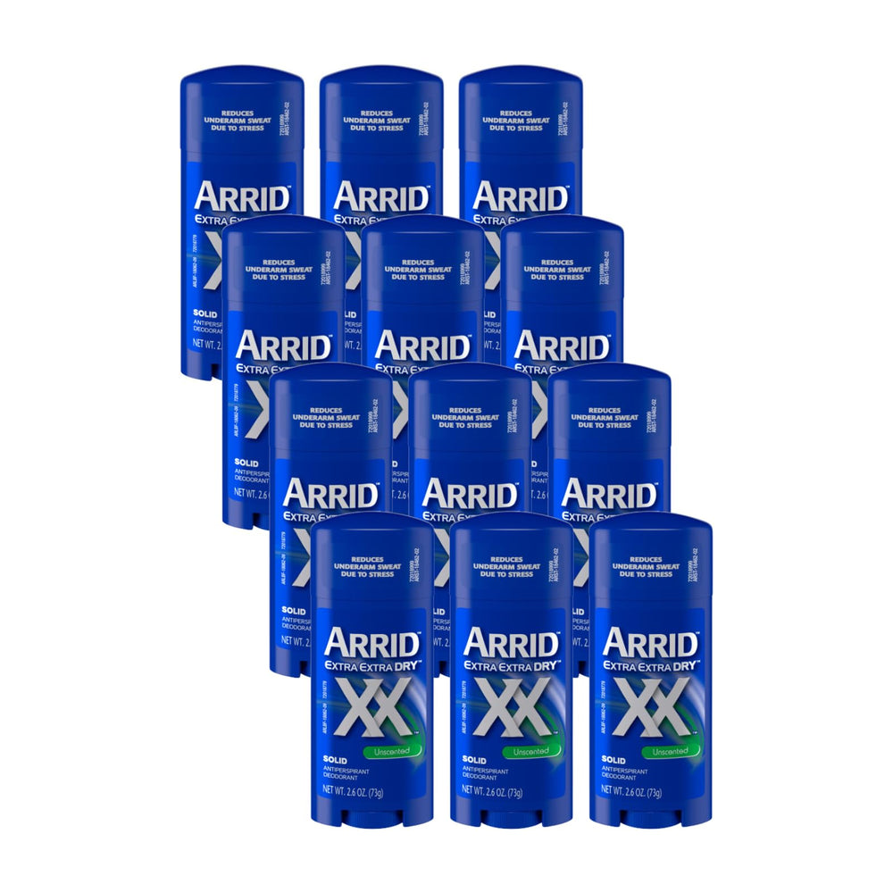 Arrid XX Extra Extra Dry en stick sans parfum dans son emballage.