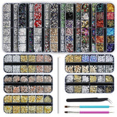 Artdone 12 boîtes de strass pour ongles, scintillement durable pour des motifs sur ongles