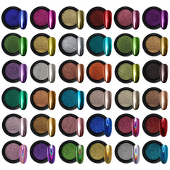 Artdone 36 bocaux poudre chrome pour ongles avec variété de couleurs.