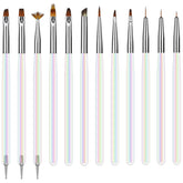 Artdone ensemble de 12 pinceaux pour ongles, motifs nets et précis.