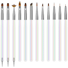 Artdone ensemble de 12 pinceaux pour ongles, motifs nets et précis.