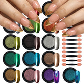 Artdone poudre chrome 16 couleurs sur flacon brillant, effet miroir.