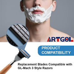 Lames compatibles GL-Mach 3 Style Artgol, faciles à installer.