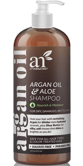 Artnaturals Shampoing à l’huile d’Argan : bouteille élégante et hydratation nourrissante.
