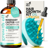 Artnaturals huile romarin ricin pour cheveux, bouteille avec pompe, pratique.