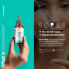 Plan rapproché du flacon Artnaturals Niacinamide et son étiquette, sans parfum.