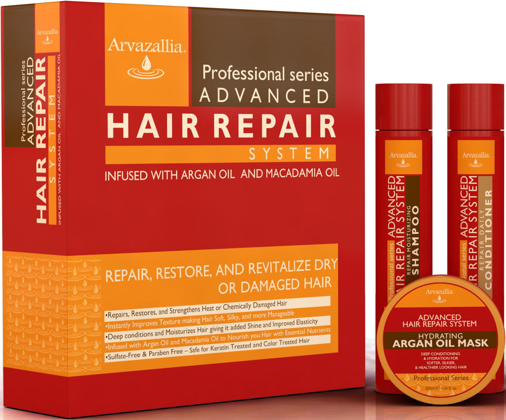 Shampoing réparateur Arvazallia en bouteille revitalisant cheveux secs et abîmés