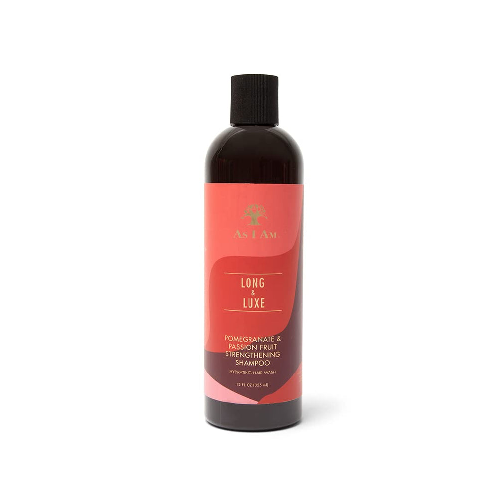 Marque As I Am – shampooing renforceur en bouteille, soin pour cheveux longs.