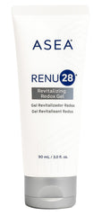 Bouteille ASEA RENU28 Gel Redox prête à l'utilisation, promesse d'élasticité renforcée.