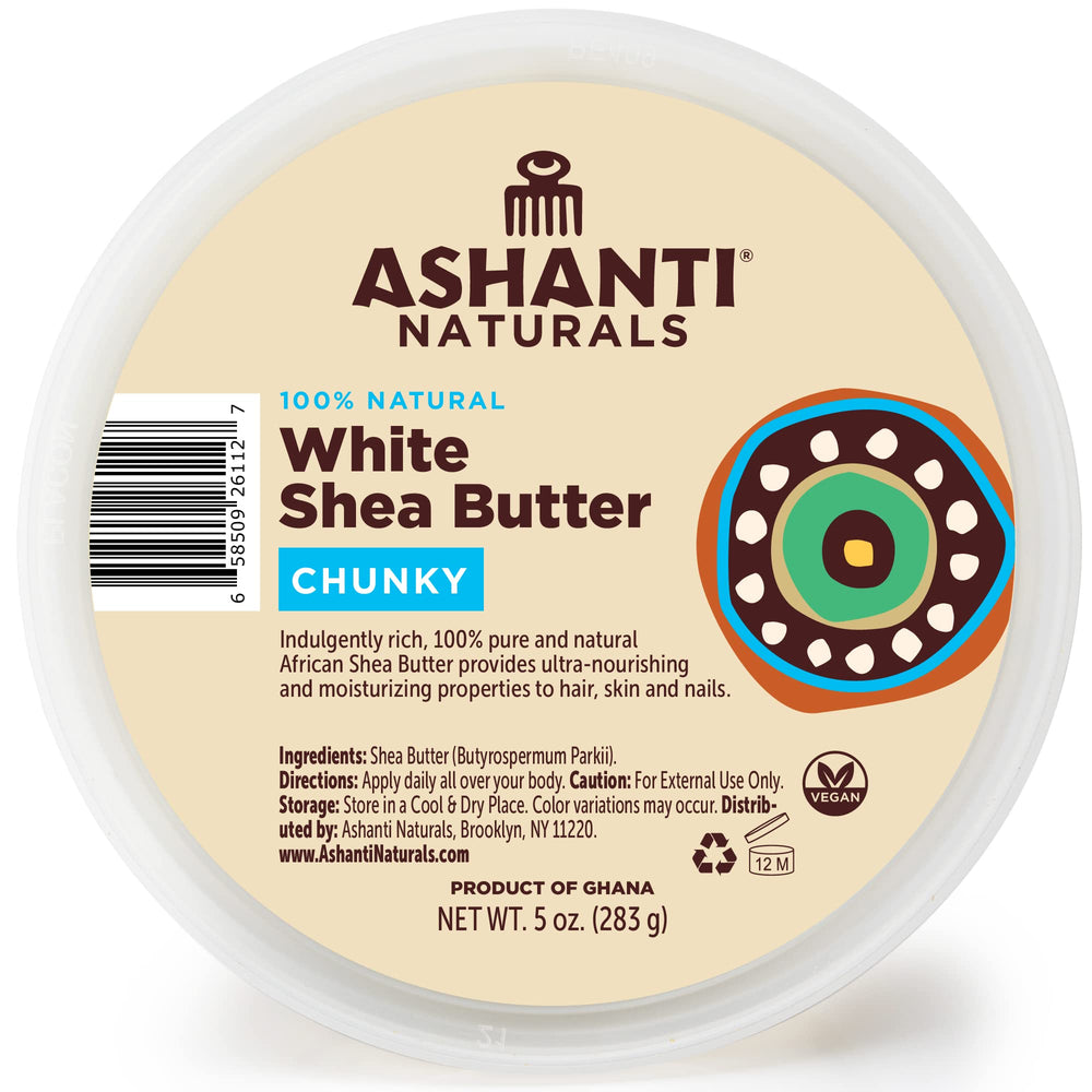 Ashanti Naturals Beurre Karité Blanc Cru 5oz, hydratation naturelle peau et cheveux.