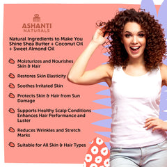 Huile d’amande douce Ashanti Naturals, nourrissante et adoucissante pour la peau