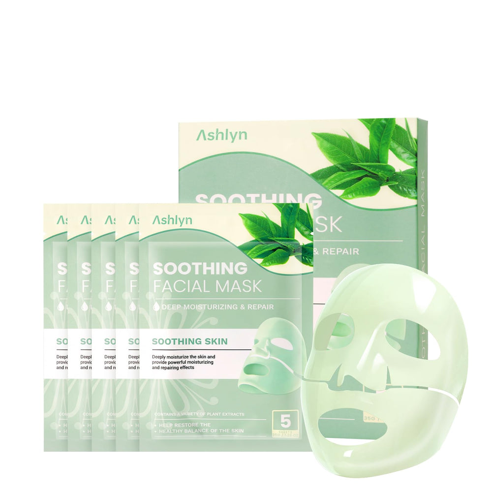 Ashlyn masque hydrogel apaisant thé vert, hydratation nocturne.