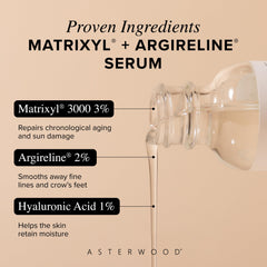 Étiquette minimaliste Asterwood Matrixyl 3000 Argireline, design épuré