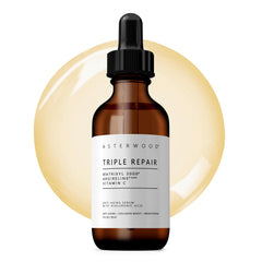 Sérum Asterwood Triple Repair dans sa bouteille, hydratation durable sans parfum.