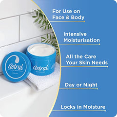 ASTRAL Crème hydratante, application quotidienne facile pour une peau douce.