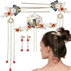 Aswewamt baton-cheveux-libellule-perle-cristal, accessoire élégant pour coiffure romantique.