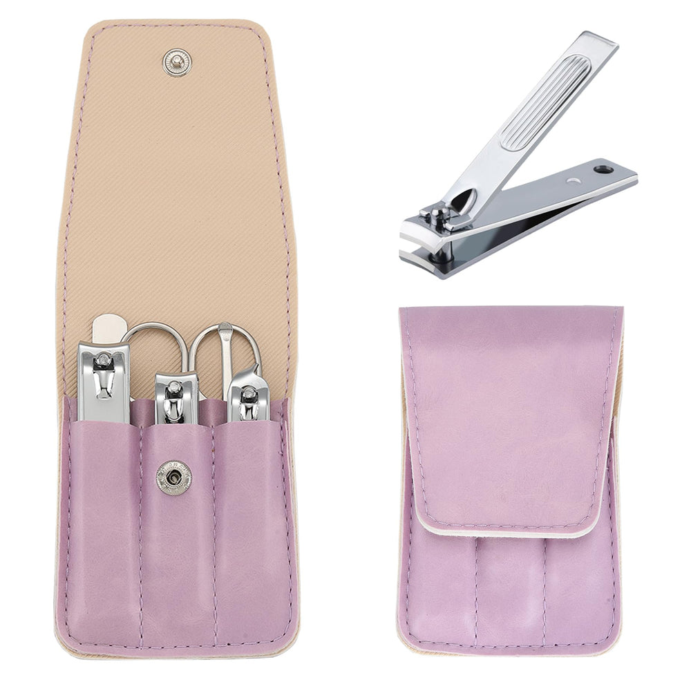 Coffret atimier coupe-ongles 6 pièces violet prêt pour le rangement et le voyage