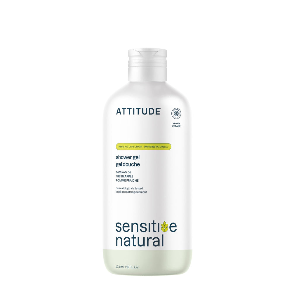ATTITUDE gel-douche sensibilité avoine — bouteille visible et hydratation douce.