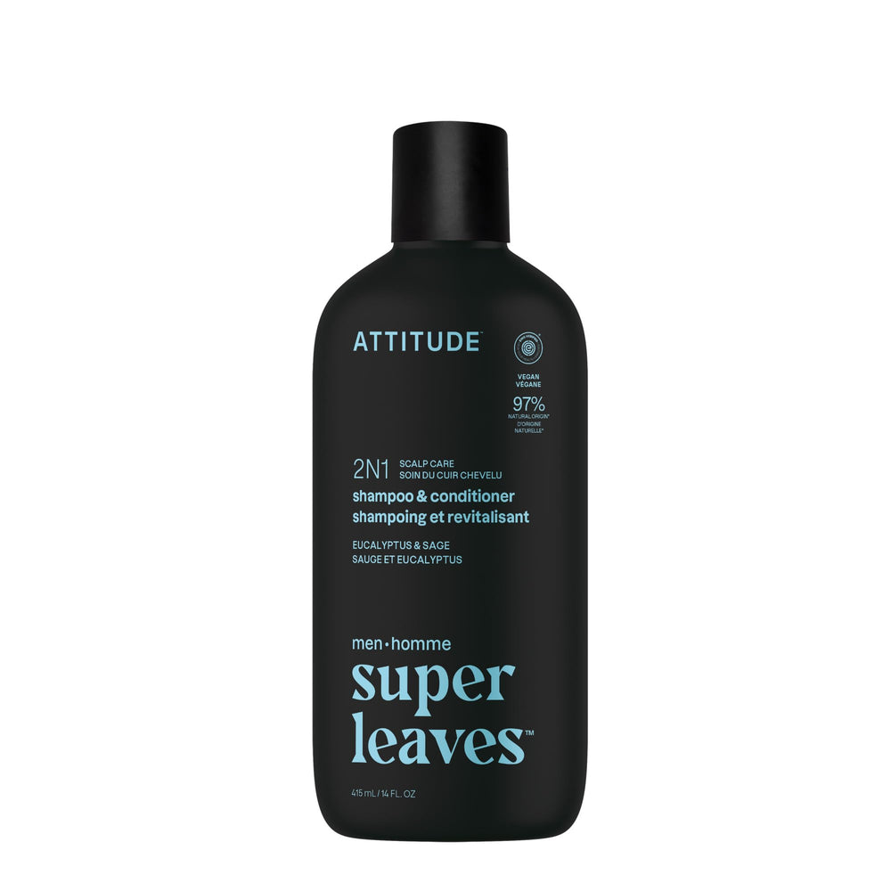 ATTITUDE Shampoing 2-en-1 - Bouteille rafraîchissante pour cuir chevelu propre et cheveux nets