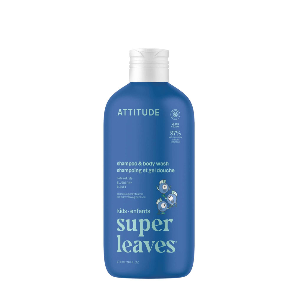 Bouteille ATTITUDE 2-en-1 myrtille pour bébé et enfant, nettoyage doux