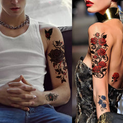 ATYDKUG tatouage temporaire crâne-rose-papillon petit, style audacieux et posé