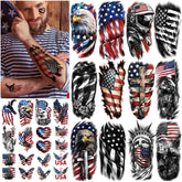 Atydkug tatouages temporaires grand-format sur le bras pour fête patriotique