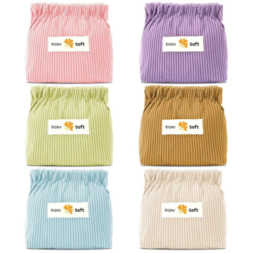 Pochette AUGSUN en corduroy, six coloris, idéale pour ranger petits accessoires en voyage.